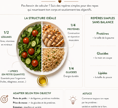 Aperçu d'une assiette équilibrée dans le guide